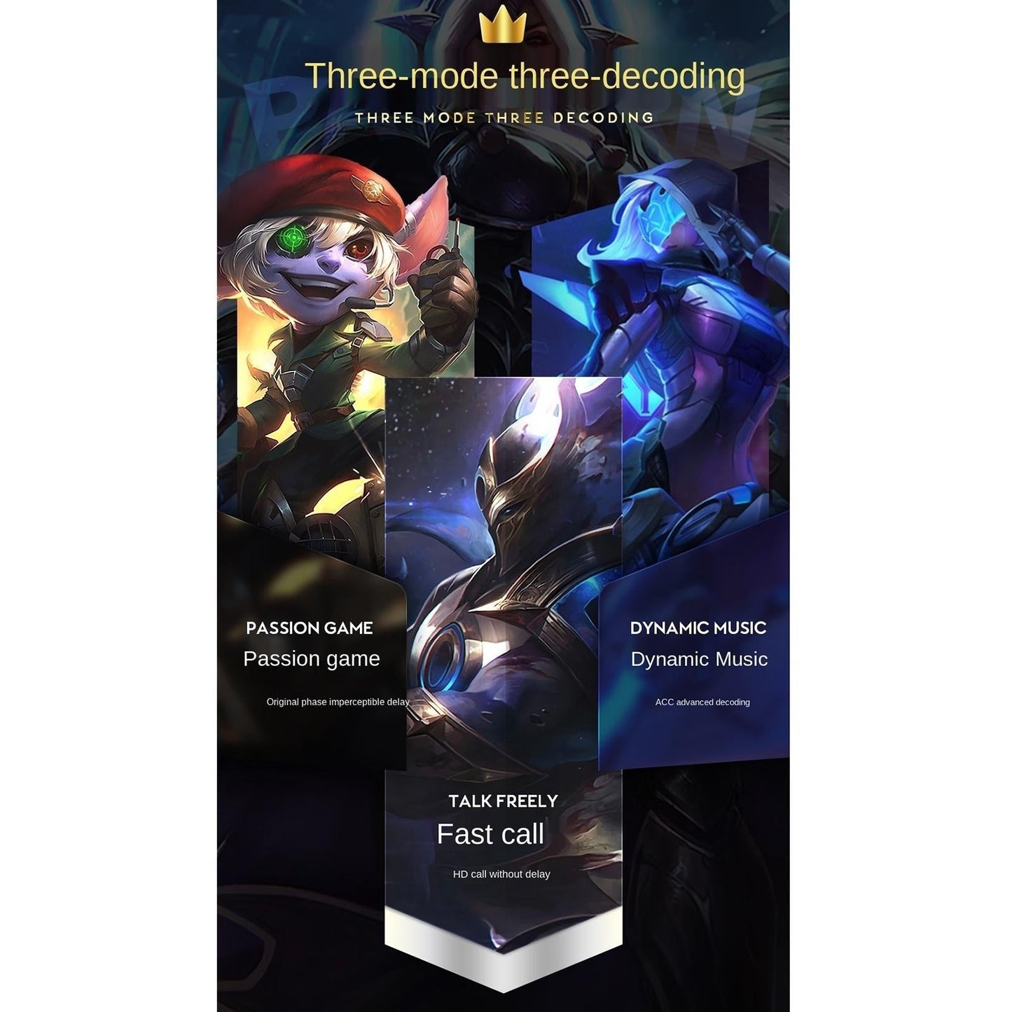 NNEIDS Wireless Gaming Bluetooth Earphones - Black